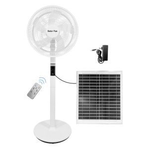 Solar Cooling Air Coolers Rechargeable 14 Inch With Remote Control Display Screen Electric Fan