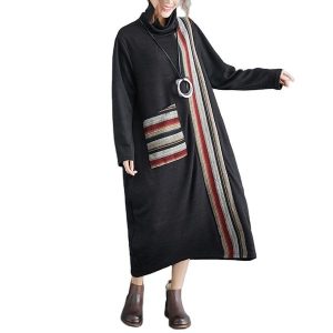 Wholesale Turtleneck Loose and Thin Women Muslim Dress All-Match Plus Size Women'S Dress