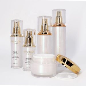 Custom 30ml 50ml 100ml Empty Luxury Gold White Pink Skincare Cosmetic Packaging Plastic Acrylic Lotion Pump Bottle and Cream Jar