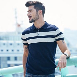 China on Line Shopping Patchwork Stripes New Design High Quality Man 100% Polo Men Shirts Polo Uniform Shirts With logo