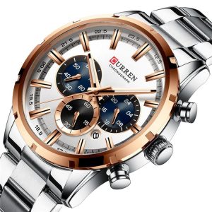 CURREN 8355 Factory Direct New Fashion Watches Reloj Relogio Silver Dials Chronograph Water Resistant Stainless Steel Band Watch