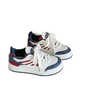 New Style Women's Thick Soled Casual Sport White Sneakers That Pair Well with Skirts Trendy Sports Shoes Popular on Instagram