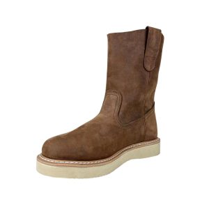 High Quality Unisex Labor Shoes Western Cowboy Brown Crazy-Horse Leather Working Boots Without Steel Toe Security Boots for Man