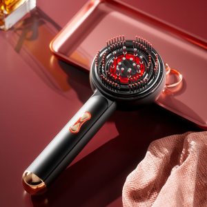 KV 2025 Electric Scalp Massage Brush Red Light USB Powered Hair Oil Comb Heating Applicator New Hair Growth Metal Handle Brush