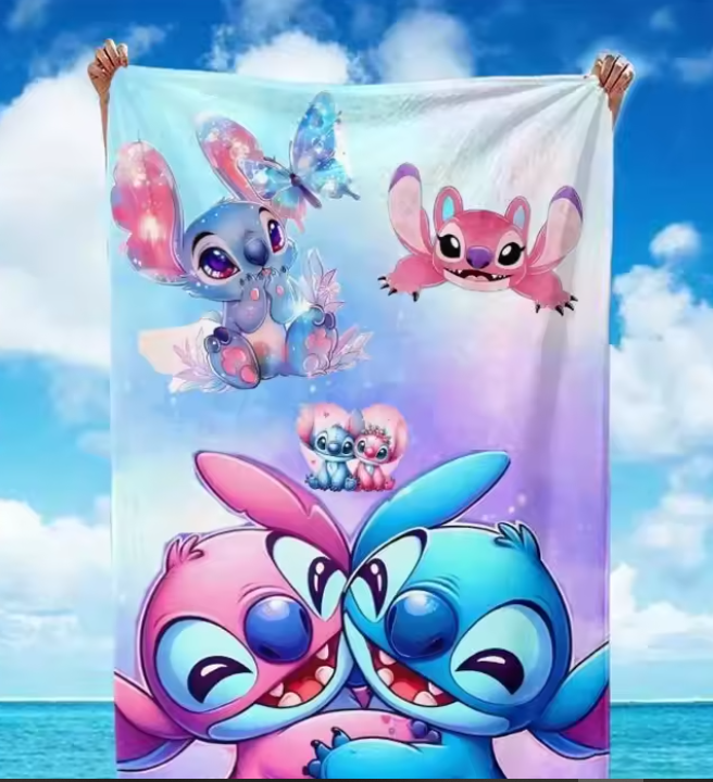 Stitch-Inspired Beach Towel: Colorful and Adorable for Your Summer Fun! Suitable for towels, bath towels, beach towels, gifts