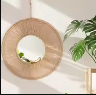 Handmade hemp rope mirror decoration mirror living room background decoration hallway shopping mall famous hotel wall decor