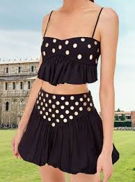Sexy Sequin Top Skirt Party Set Women Strap Ruffle Solid Slash Neck Crop Tops Mini High Waist Bud Skirts 2025 Fashion Summer Set