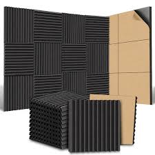 YUNXI 12pcs 30x30x2.5cm Self-Adhesive Studio Acoustic Foam Panels High Density Soundproof Wall Panels for Home Gaming Room