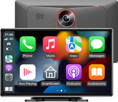 Maustor 9 Inch IPS Touch Screen Dash Cam DVR BT WIFI Wireless CarPlay Wireless Android Auto Portable Monitor for Universal Car